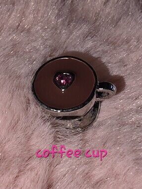 NWOT Pandora-style Bead Coffee Cup With Swarovski Crystal-type Pink Bead Silver
